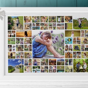 100 db fotóból készült fotókollázs montázs Kerekévfordulós ajándék 50 60 70 80 90 születésnap esküvő nászajándék nagyi - otthon & életmód - dekoráció - Meska.hu