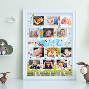 Fényképes 1 éves kisfiú szülinapi poszter kerettel, 12 hónapos baba milestone napló, Babanapló egyedi ajándék milestone - otthon & életmód - babaszoba, gyerekszoba - babaszoba kép - Meska.hu