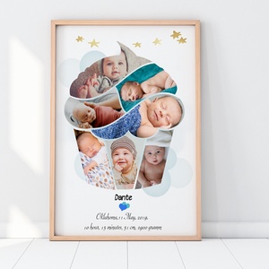 Egyedi fényképes kisfiú emléklap poszter, Muffin cupcake kollázs, Babaváró ajándék babastatisztika zsúr infoposzter - otthon & életmód - dekoráció - kép & falikép - poszter - Meska.hu
