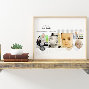 Fényképes tüzoltóautós poszter, emléklap, Szülinapi infografika baba falidekor keresztelő ajándék szülinapi milestone  - otthon & lakás - babaszoba, gyerekszoba - babaszoba kép - Meska.hu