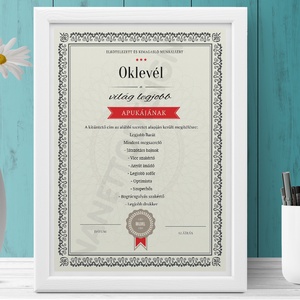 Egyedi névre szóló oklevél, emléklap, vicces ajándékkisérő, esküvőre, különleges képeslap, kiegészitő meglepetés kártya - otthon & életmód - dekoráció - kép & falikép - poszter - Meska.hu
