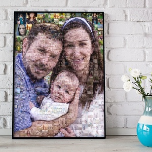 Fotómozaik mozaikfotó mozaikkép fotó fényképes kollázs, családról családi fotó family portrait portré szülinapra esküvő - Meska.hu
