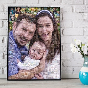 Fotómozaik mozaikfotó mozaikkép fotó fényképes kollázs, családról családi fotó family portrait portré szülinapra esküvő - otthon & életmód - dekoráció - kép & falikép - mozaik kép - Meska.hu