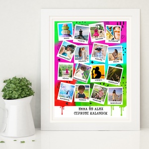 Polaroid fényképes útinapló poszter, Legjobb barátnő, Lányomnak Személyre szóló fotókollázs Kerek évforduló Születésnap - otthon & életmód - dekoráció - kép & falikép - poszter - Meska.hu