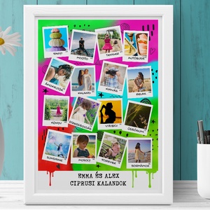 Polaroid fényképes útinapló poszter, Legjobb barátnő, Lányomnak Személyre szóló fotókollázs Kerek évforduló Születésnap - otthon & életmód - dekoráció - kép & falikép - poszter - Meska.hu