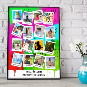 Polaroid fényképes útinapló poszter, Legjobb barátnő, Lányomnak Személyre szóló fotókollázs Kerek évforduló Születésnap, Otthon & Lakás, Poszter, Dekoráció, Kép & Falikép, Fotó, grafika, rajz, illusztráció, MESKA