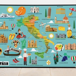Olaszország ITÁLIA szülinapi névnapi mókás ajándékötlet kislány kisfiú poszter világtérkép atlasz tanároknak, falidekor - Meska.hu
