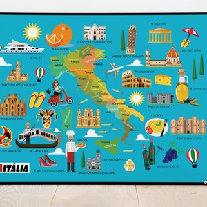 Olaszország ITÁLIA szülinapi névnapi mókás ajándékötlet kislány kisfiú poszter világtérkép atlasz tanároknak, falidekor - otthon & lakás - dekoráció - kép & falikép - poszter - Meska.hu