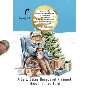 A6 os egyedi kaparós sorsjegy, meglepetés vicces ajándék, karácsonyi ajándékkisérő, képeslap, jókivánság, köszöntő, vers - karácsony - karácsonyi ajándékozás - karácsonyi képeslap, üdvözlőlap, ajándékkísérő - Meska.hu