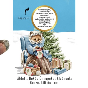 A6 os egyedi kaparós sorsjegy, meglepetés vicces ajándék, karácsonyi ajándékkisérő, képeslap, jókivánság, köszöntő, vers - karácsony - karácsonyi ajándékozás - karácsonyi képeslap, üdvözlőlap, ajándékkísérő - Meska.hu