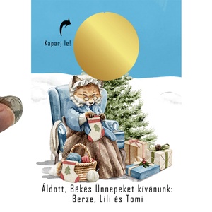 A6 os egyedi kaparós sorsjegy, meglepetés vicces ajándék, karácsonyi ajándékkisérő, képeslap, jókivánság, köszöntő, vers - karácsony - karácsonyi ajándékozás - karácsonyi képeslap, üdvözlőlap, ajándékkísérő - Meska.hu