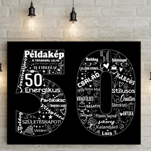 Fekete-fehér szülinapi poszter kerettel, Szómontázs egyedi szófelhő kerekévforduló, szójáték 30, 40, 50., 1952 1962 1972, Otthon & Életmód, Dekoráció, Kép & Falikép, Poszter, Fotó, grafika, rajz, illusztráció, MESKA