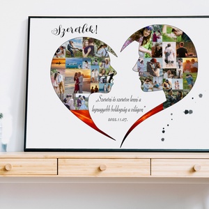 Szív alakú fényképes szülinapi poszter, kerek évforduló, férjemnek, páromnak, nászajándék, szerelmes ajándék fotókollázs - otthon & lakás - dekoráció - kép & falikép - poszter - Meska.hu