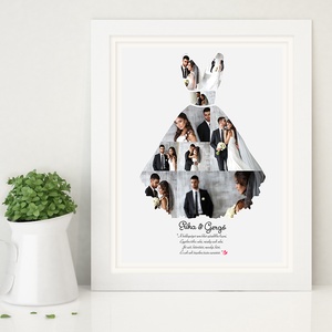 Egyedi nászajándék esküvői ruha fényképes poszter kerettel, Házassági évforduló kollázs montázs, Emlékőrző ajándék - esküvő - emlék & ajándék - nászajándék - Meska.hu