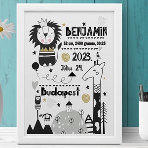 Kisfiú emléklap baba statisztika poszter mérföldkő Szülinapi babalátogató ajándék, Gyermekáldás babalátogatásra kisbaba - otthon & életmód - dekoráció - kép & falikép - poszter - Meska.hu