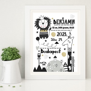Kisfiú emléklap baba statisztika poszter mérföldkő Szülinapi babalátogató ajándék, Gyermekáldás babalátogatásra kisbaba - otthon & életmód - dekoráció - kép & falikép - poszter - Meska.hu