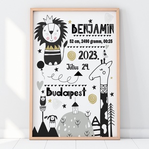 Kisfiú emléklap baba statisztika poszter mérföldkő Szülinapi babalátogató ajándék, Gyermekáldás babalátogatásra kisbaba - otthon & életmód - dekoráció - kép & falikép - poszter - Meska.hu