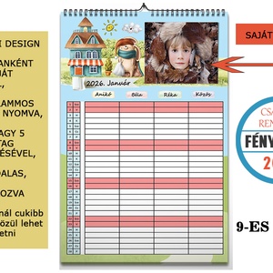 Családi rendező fényképes falinaptár, 2026-os karácsonyi ajándék, ajándékkisérő, képeslap - Meska.hu