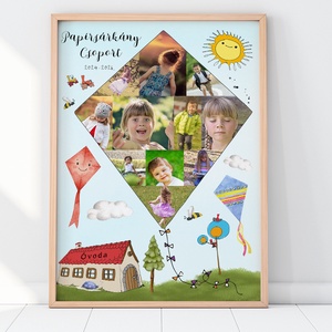 Legjobb óvó néni ajándék, Fényképes Óvodai Ballagási Tabló, Bölcsőde, Papirsárkány Csoport, Óvónéni Dadusoknak Poszter  - otthon & életmód - dekoráció - kép & falikép - poszter - Meska.hu