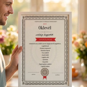 Egyedi névre szóló oklevél, emléklap, vicces ajándékkisérő, esküvőre, különleges képeslap, kiegészitő meglepetés kártya - Meska.hu