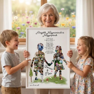 Egyedi fényképes unokás családi poszter nagyszülőknek, szülőknek � fotókollázs poszter - Meska.hu