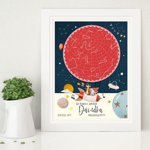 Csillagtérkép poszter, Kisfiú Kislány Unisex Újszülött Keresztelő Babaváró Buli, Csillagkép, Horoszkóp, Mérföldkő Névadó - baba - mama - babaszoba dekoráció - babaszoba kép - Meska.hu
