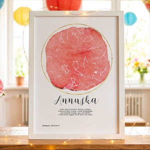 Csillagtérkép poszter Lányomnak, Barátnőmnek, Esküvő, Szülinap Évforduló Szerelmes falidekor Anyának, Otthon & Életmód, Dekoráció, Kép & Falikép, Poszter, Fotó, grafika, rajz, illusztráció, MESKA