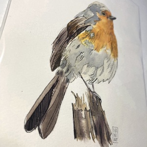 Akvarellkép - Vörösbegy  - művészet - festmény - akvarell - Meska.hu