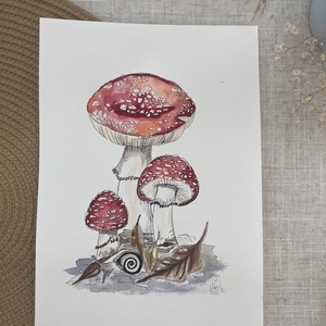 Légyölő galóca - akvarell , Művészet, Festmény, Akvarell, Festészet, MESKA