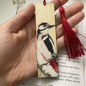 Könyvjelző - Fára festett - Harkály - könyv & zene - könyvjelző - Meska.hu