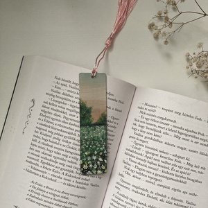 Könyvjelző - Fára festett - Virágos rét , Könyv & Zene, Könyvjelző, Festészet, Festett tárgyak, MESKA