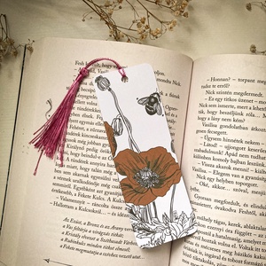 Könyvjelző bojttal - Virágos könyvjelző - Meska.hu