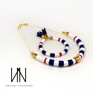 Fonalékszer, tengerész szett, nyaklánc és hozzá illő karperec -  - Meska.hu