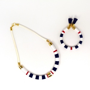 Fonalékszer, tengerész szett, nyaklánc és hozzá illő karperec -  - Meska.hu