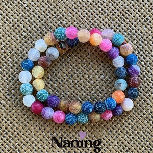 Fagyos achát � ásványgyöngy füzérmix � 8mm � 47db, Kellékek & szerszámok, Ásvány alapanyag, Ásványfüzér, , MESKA