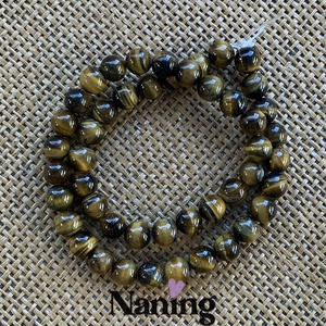 Tigrisszem � ásványgyöngy � 8mm - füzér - 47db, Kellékek & szerszámok, Ásvány alapanyag, Ásványfüzér, , MESKA