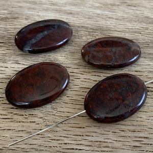 Breccsa jáspis - 4db - ovál gyöngy - fúrt - 18x25mm  - otthon & életmód - dekoráció - spiritualitás - ásványok - Meska.hu