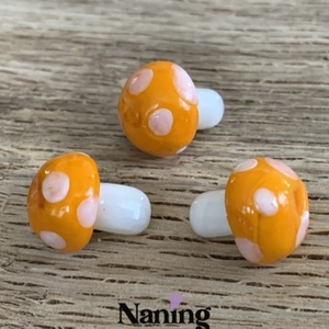 Üveg gomba - 3db - fűzhető - hosszában fúrt  - kellékek & szerszámok - gyöngyfűzés kellékek - üveggyöngy - Meska.hu