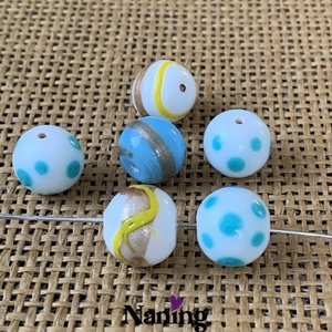 6db kézzel készített üveggyöngy - 12mm , Kellékek & szerszámok, Gyöngyfűzés kellékek, Üveggyöngy, Üvegművészet, MESKA