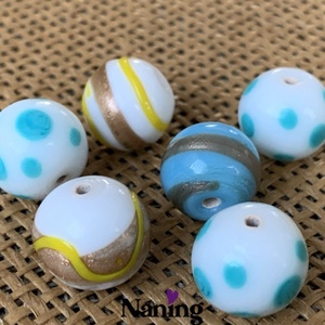 6db kézzel készített üveggyöngy - 12mm  - kellékek & szerszámok - gyöngyfűzés kellékek - üveggyöngy - Meska.hu