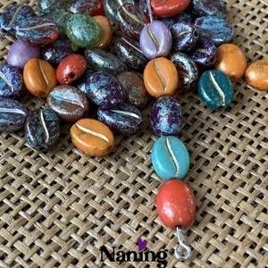 25db kávészem � akrilgyöngy - 8x11mm � vegyes színek - Meska.hu