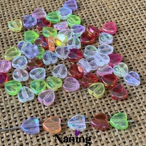30db szivecske � akrilgyöngy - 9mm � AB fényű vegyes színek - kellékek & szerszámok - gyöngyfűzés kellékek - műanyag gyöngy - Meska.hu