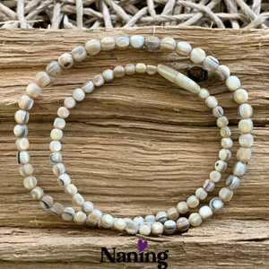 Csiszolt kagylóhéj nyaklánc - 49cm  - ékszer - nyaklánc - gyöngyös nyaklánc - Meska.hu