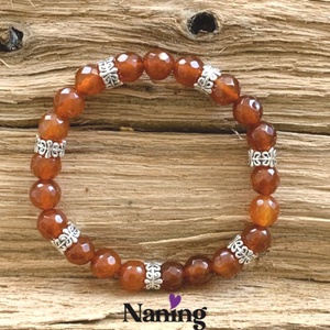 Fazettált karneol - gumis karkötő - ékszer - karkötő - ásványkarkötő - Meska.hu