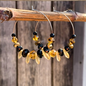 Cseh üveggyöngy - csiszolt üveggyöngy, karika fülbevaló, Ékszer, Fülbevaló, Lógós kerek fülbevaló, Ékszerkészítés, MESKA