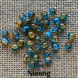 30db roppantott üveggyöngy - 8mm - átlátszó türkizkék/narancs  (13ft/db) - kellékek & szerszámok - gyöngyfűzés kellékek - üveggyöngy - Meska.hu