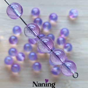 30db üveggyöngy - 8mm - átlátszó/lilásrózsaszín (15ft/db), Kellékek & szerszámok, Gyöngyfűzés kellékek, Üveggyöngy, , MESKA