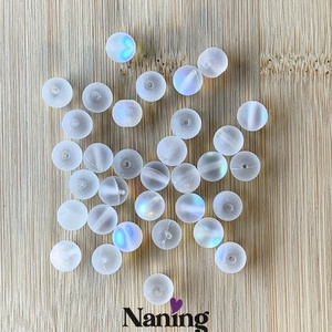 30db üveggyöngy, irizáló � átlátszó, matt fehér - 8mm (17ft/db), Kellékek & szerszámok, Gyöngyfűzés kellékek, Üveggyöngy, , MESKA