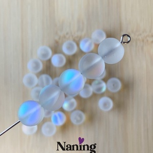 30db üveggyöngy, irizáló � átlátszó, matt fehér - 8mm (17ft/db) - kellékek & szerszámok - gyöngyfűzés kellékek - üveggyöngy - Meska.hu