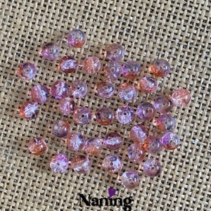 30db roppantott üveggyöngy - 8mm - átlátszó rózsaszín/narancs  (13ft/db), Kellékek & szerszámok, Gyöngyfűzés kellékek, Üveggyöngy, , MESKA